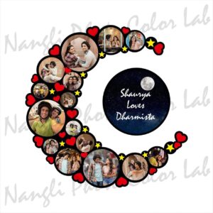 WOODEN WALL MOON FRAME 17X17