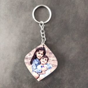 KEYRING PHOTO WOODEN ROUND EDGES SINGLE SIDE