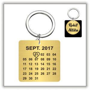 KEYRING METAL LOOK CALENDAR GOLDEN