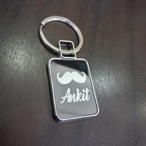 572 KEYRING METAL GLASS RECTANGLE