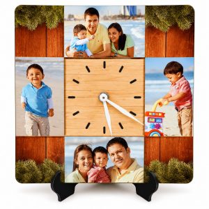 WOODEN TABLE CLOCK 8 INCH SQUARE