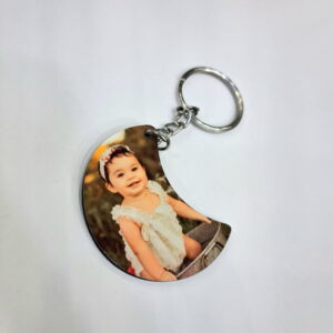 KEYRING PHOTO WOODEN MOON SINGLE SIDE