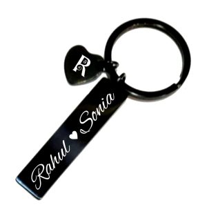 601 KEYRING METAL GLASS RECTANGLE BLACK