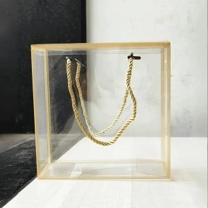 PVC HARD BAGS WITH LACE HANDLE 8X8X3.5 INCH