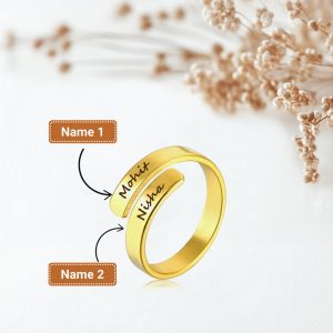 COUPLE NAME RING METAL GOLDEN