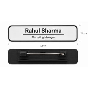 BADGE RECTANGLE METAL WITH PLASTIC BASE